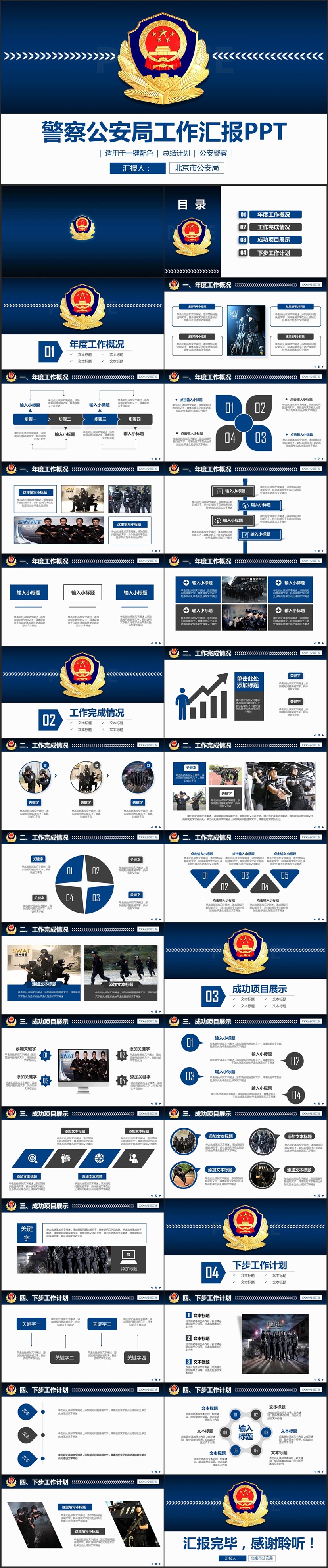 【警察匯報(bào)】動(dòng)感警察公安局民警派出所年終工作匯報(bào)PPT