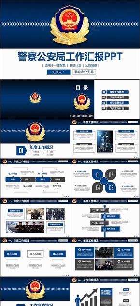 【警察匯報(bào)】動感警察公安局民警派出所年終工作匯報(bào)PPT