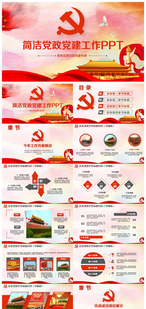 簡(jiǎn)潔大氣政府黨政黨委黨組織匯報(bào)PPT