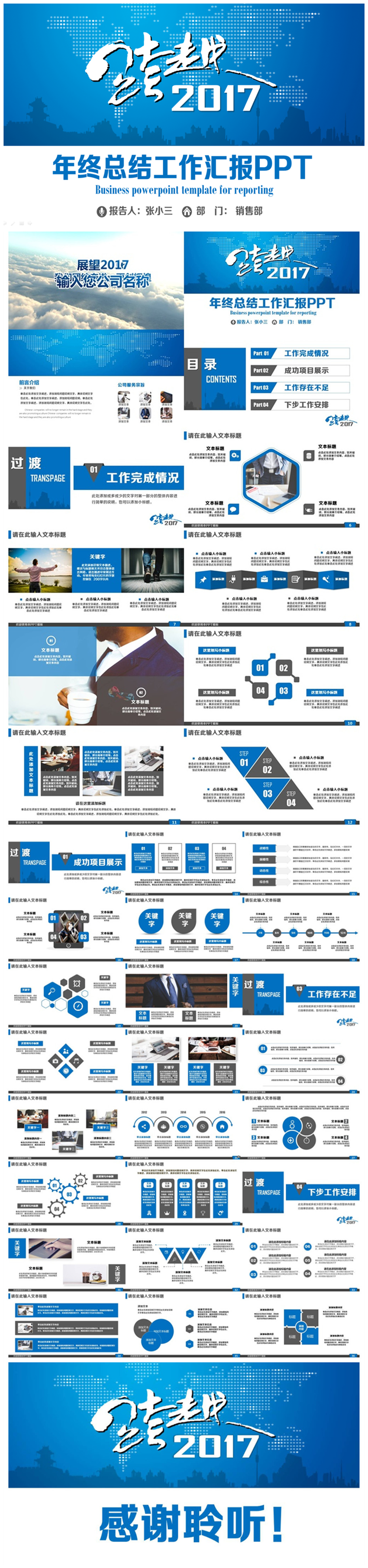 高品質(zhì)框架完整2017年終總結(jié)工作匯報(bào)PPT