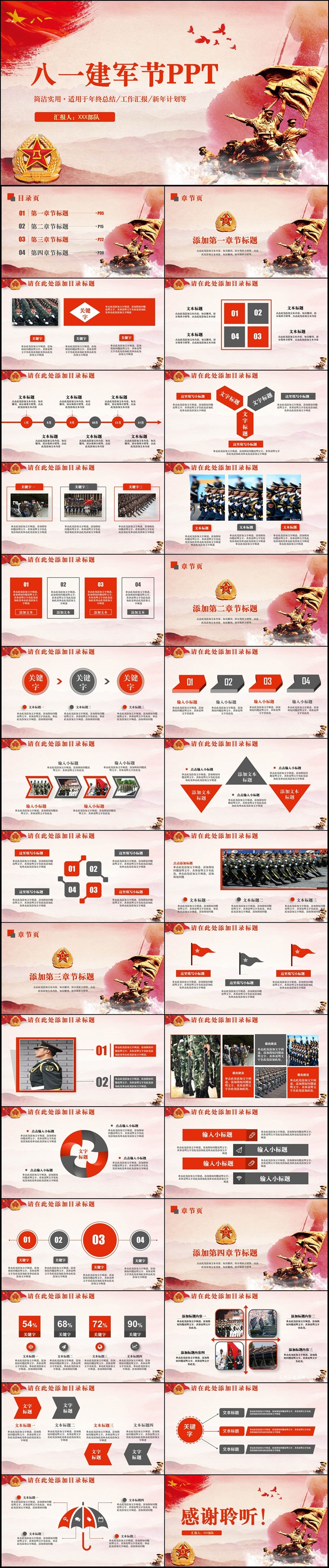 高端完整八一部隊(duì)軍事國(guó)防解放軍軍隊(duì)PPT