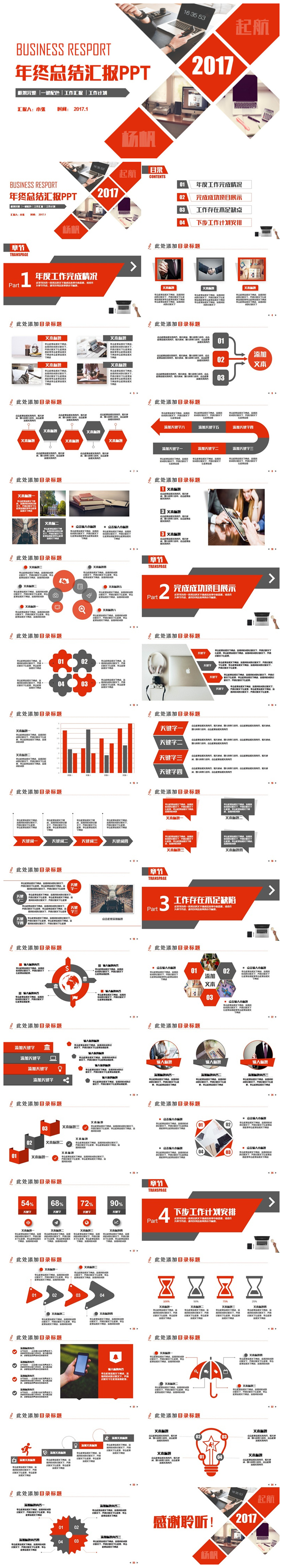 簡約歐美范工作計劃述職匯報商務(wù)PPT