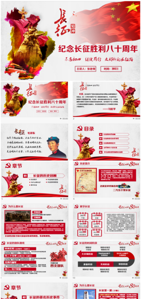 精致動(dòng)感紅軍長征勝利80周年紀(jì)念長征精神學(xué)習(xí)PPT