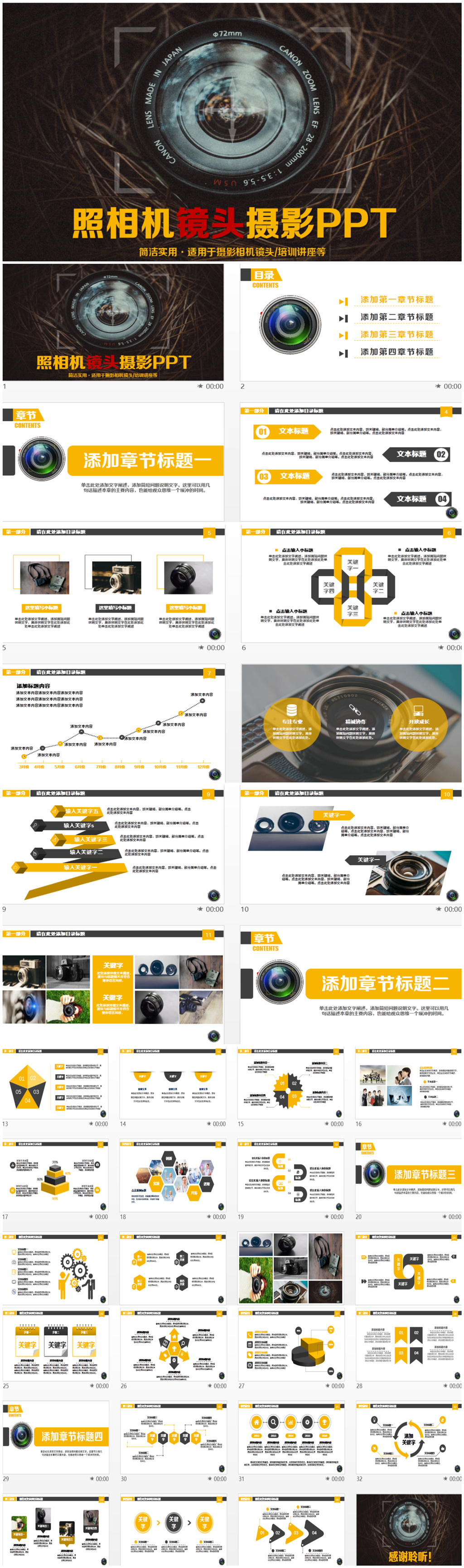 精致相機(jī)鏡頭攝影攝像PPT