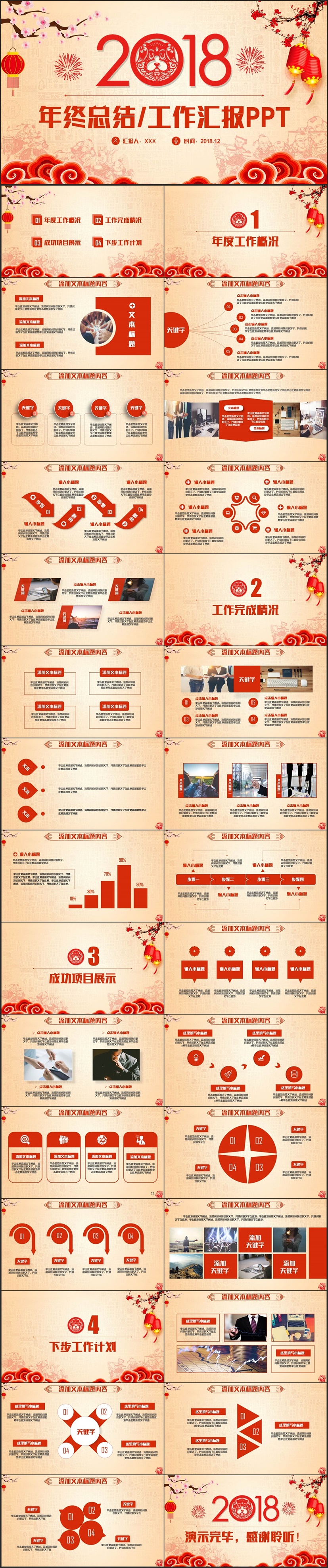【狗年工作匯報(bào)】中國(guó)風(fēng)工作總結(jié)年終總結(jié)2018工作計(jì)劃述職PPT