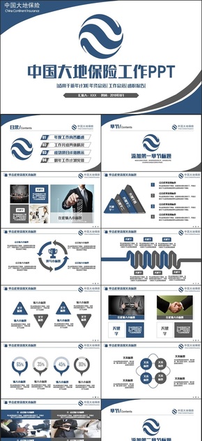 簡約商務(wù)風(fēng)中國大地保險(xiǎn)工作PPT