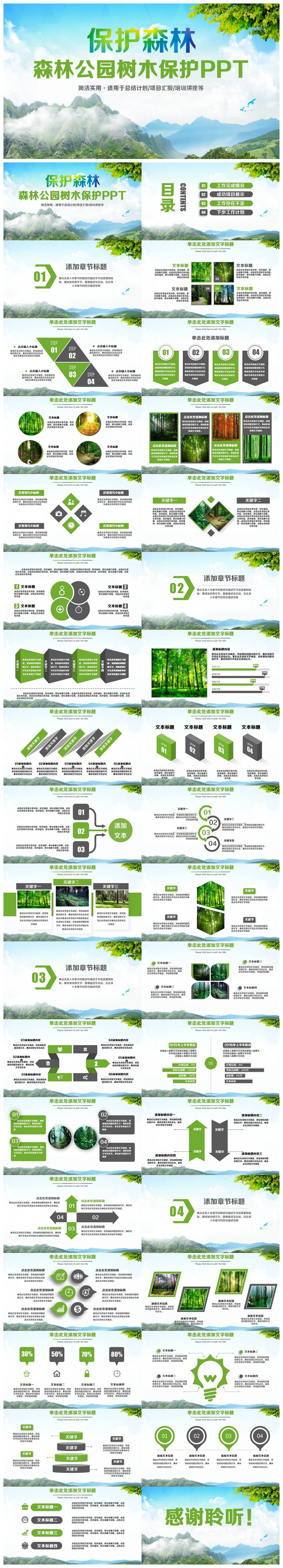 清新森林公園保護(hù)樹木保護(hù)森林PPT