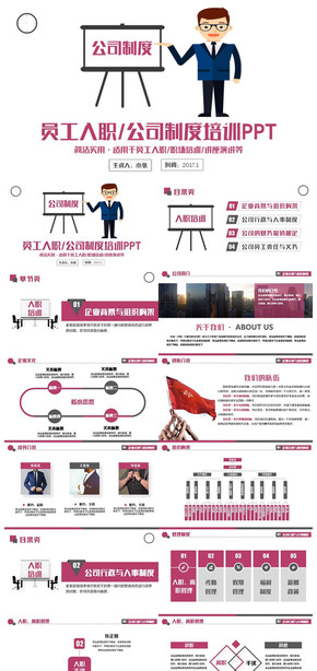 簡潔風公司制度員工入職職場培訓PPT