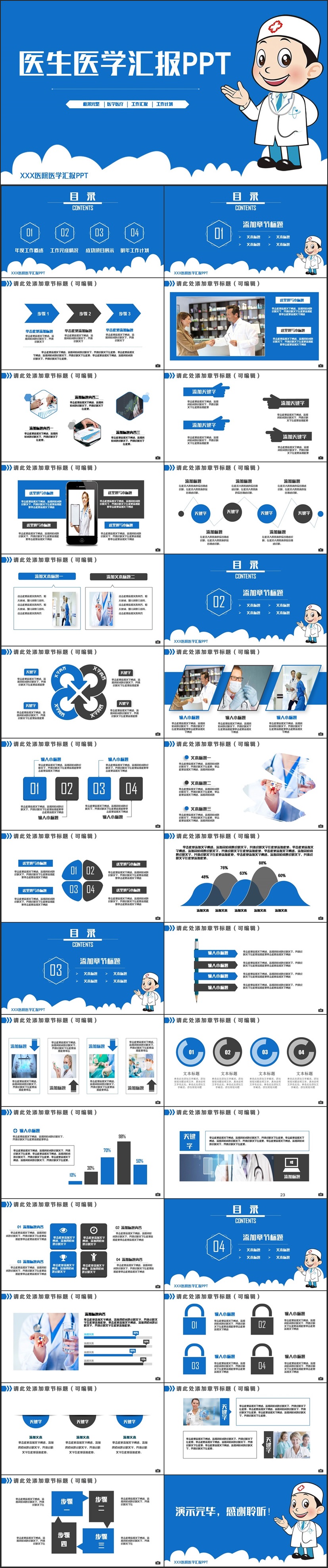 藍色完整簡約醫(yī)生醫(yī)學醫(yī)療醫(yī)藥工作匯報PPT