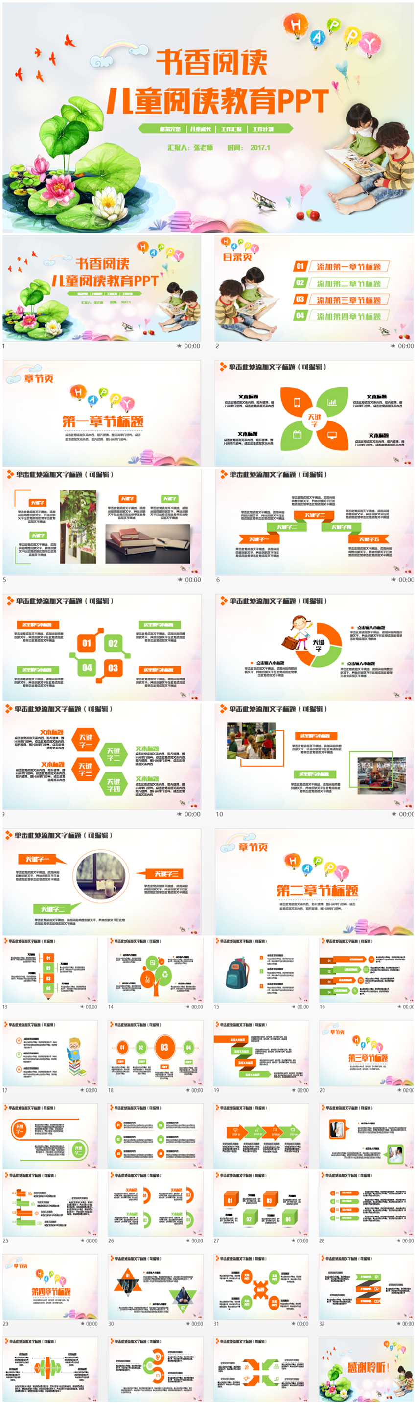 精美兒童教育教學書香閱讀讀書活動PPT