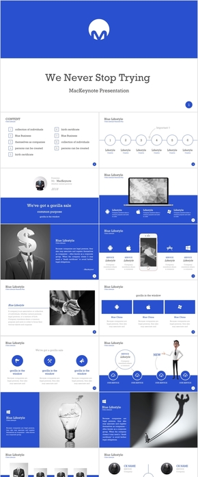 藍白簡潔多用途keynote模板