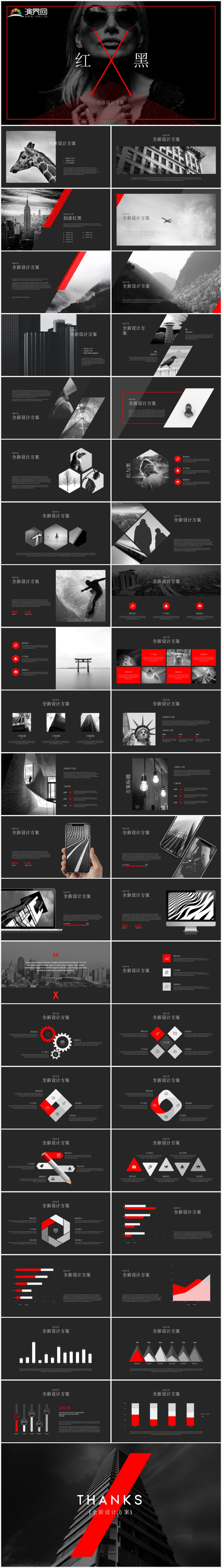 大氣紅黑配色創(chuàng)意設(shè)計案例簡介keynote模板