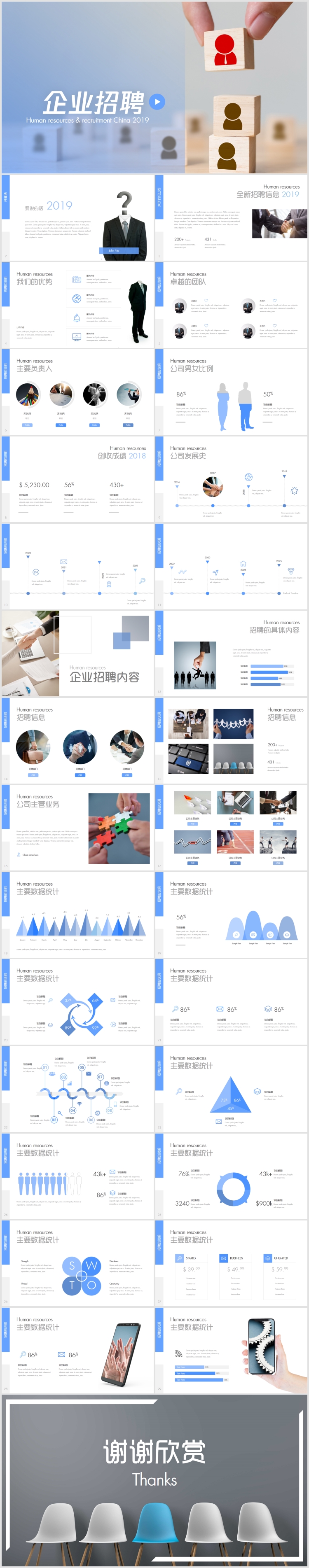 藍(lán)色簡約風(fēng)格公司企業(yè)校園社會(huì)招聘PPT模版