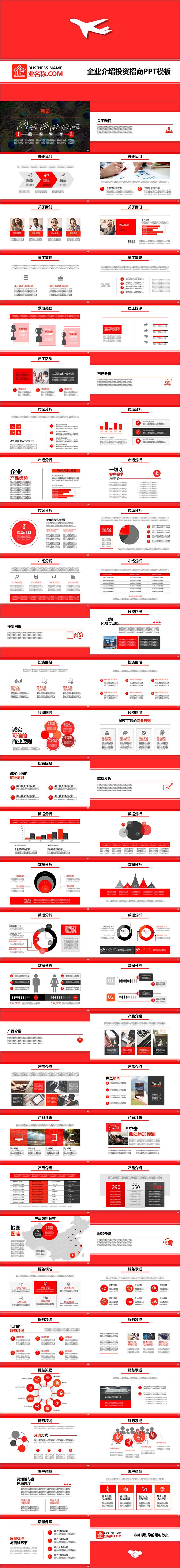 紅色企業(yè)介紹投資招商PPT模板