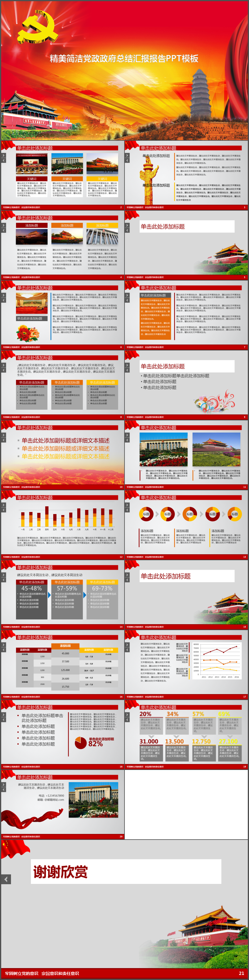精美簡(jiǎn)潔黨政政府總結(jié)匯報(bào)報(bào)告PPT模板