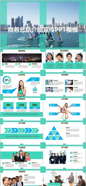 清新簡潔高端商務總結介紹宣傳匯報通用PPT模板