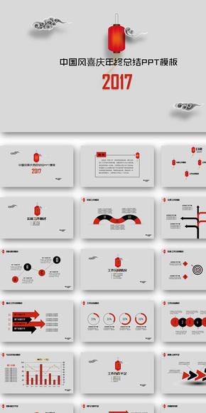 中國風喜慶紅燈籠年終總結新年計劃PPT動態(tài)模板