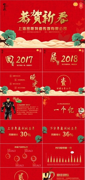 2018年狗年喜慶紅色頒獎表彰年終總結(jié)計劃模板