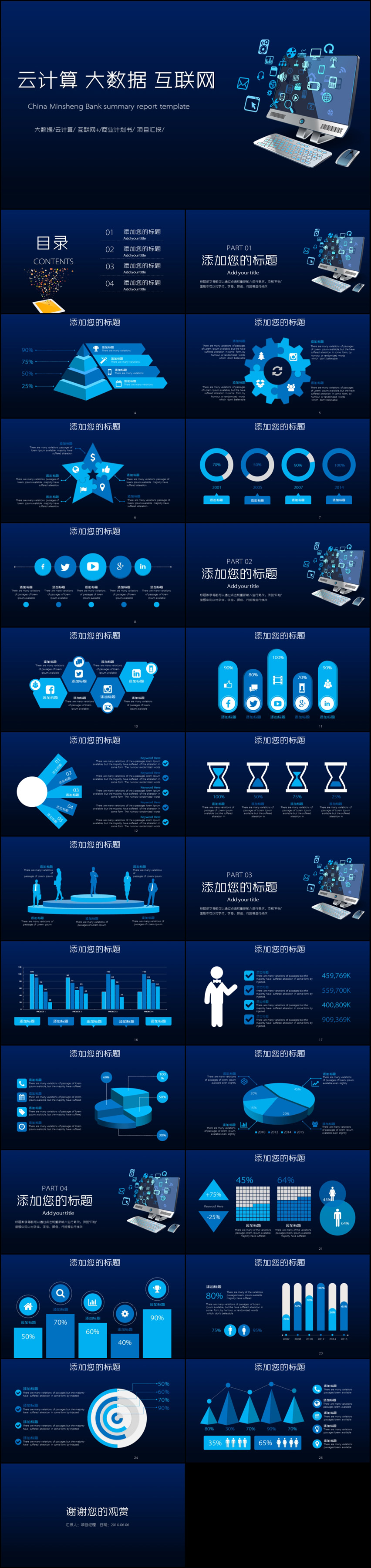 作品标题:云计算互联网商务智能科技大数据ppt模板