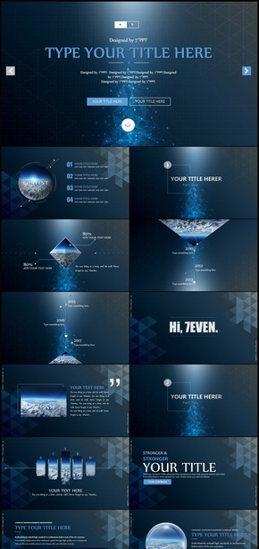 7°PPT模板007丨歐美藍色炫酷科技感動態(tài)精美商務(wù)PPT模版