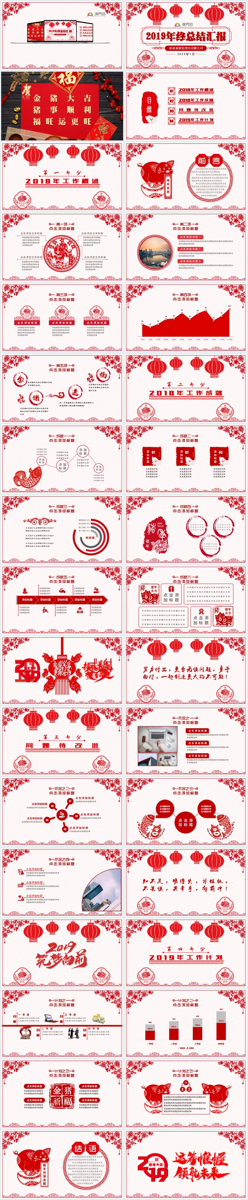 喜慶剪紙中國(guó)風(fēng)紅色2018年終總結(jié)暨2019年工作計(jì)劃年會(huì)盛典小結(jié)匯報(bào)