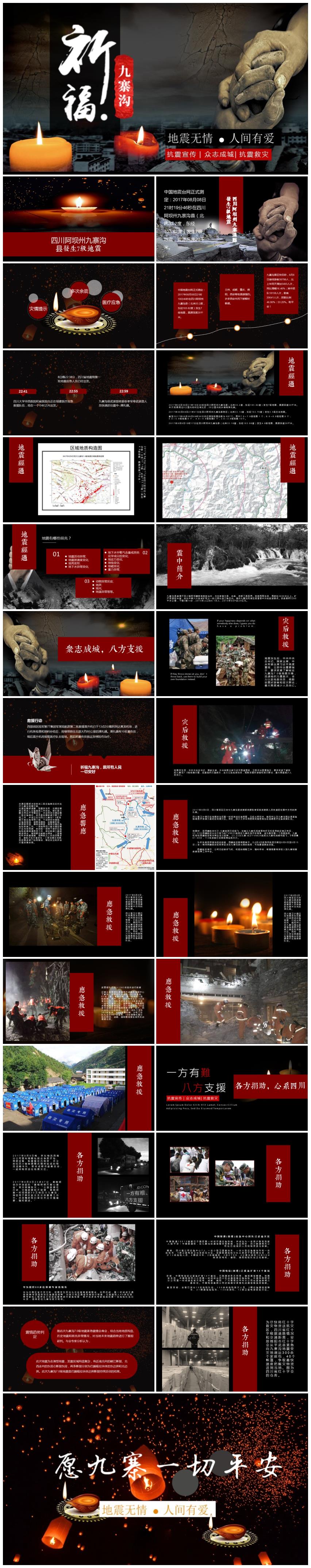 抗震救災祈福九寨溝傳遞溫暖宣傳動態(tài)PPT