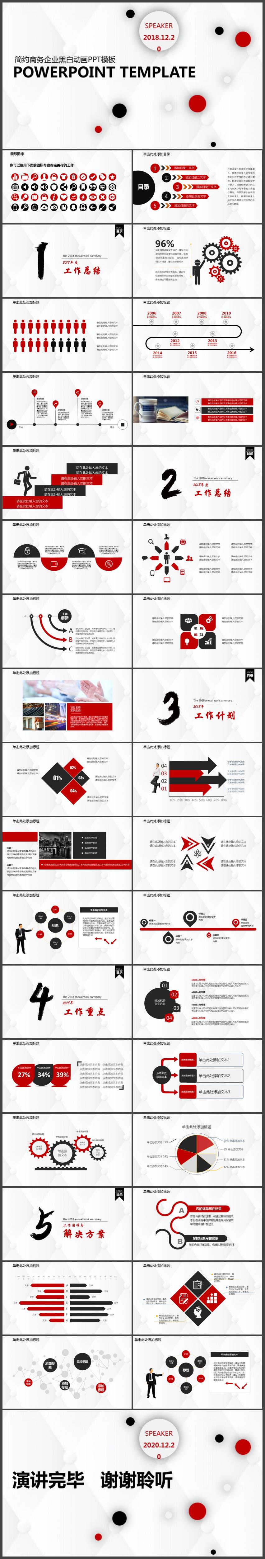 2018歐美時尚商務工作總結匯報計劃年終總結ppt模板