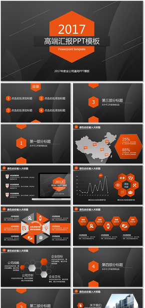 橙色商務高端匯報PPT模板
