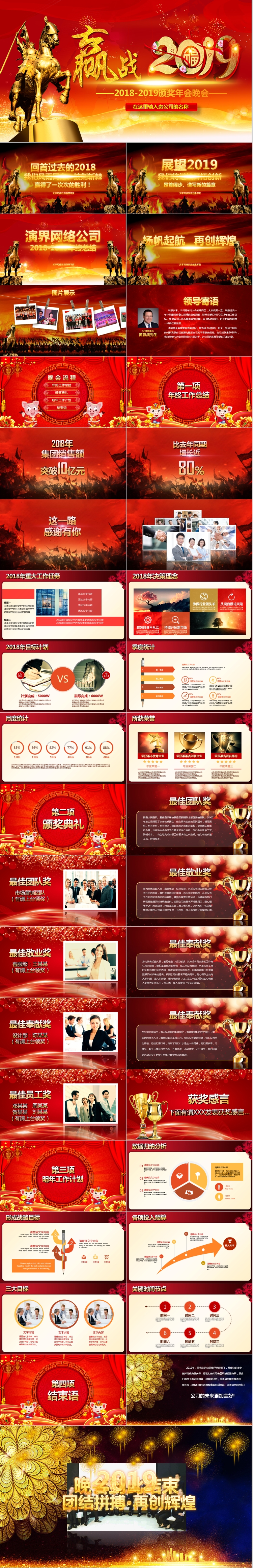 2019豬年企業(yè)年會頒獎典禮ppt模板優(yōu)秀員工表彰新年晚會ppt模版