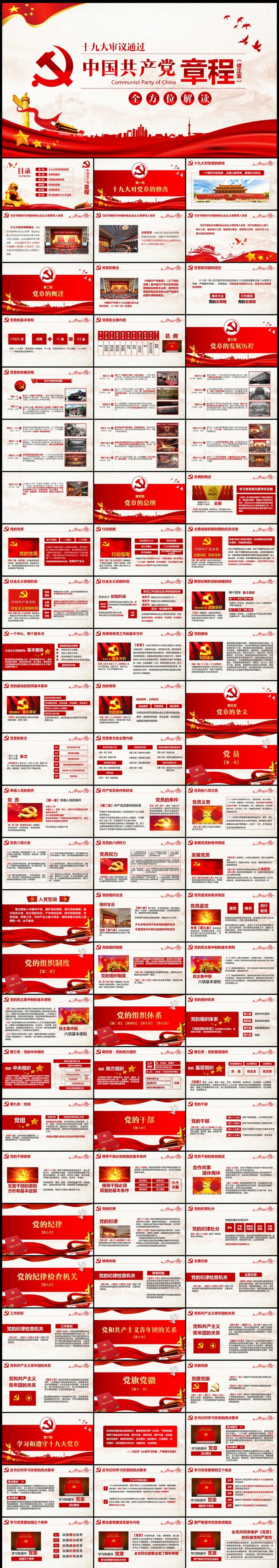 2018全方位解讀學習黨的章程十九大新黨章PPT中國共產黨最新版黨章ppt課件