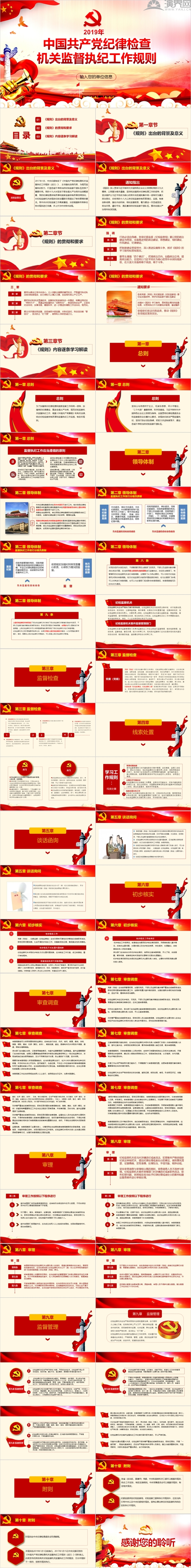 新版2019年中國(guó)共產(chǎn)黨紀(jì)律檢查機(jī)關(guān)監(jiān)督執(zhí)紀(jì)工作規(guī)則ppt模版課件