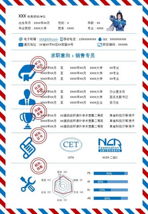 航空郵件風格一頁紙簡歷