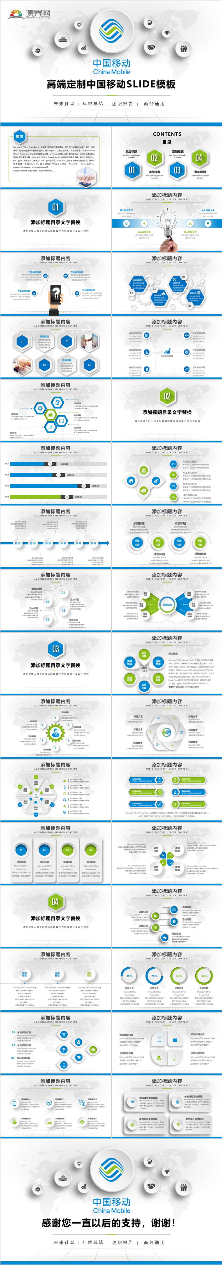 中國移動通信工作匯報總結(jié)計劃PPT模板