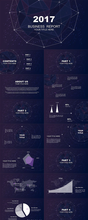 2017紫色星空商務(wù)keynote模板（附贈彩色圖標一套）