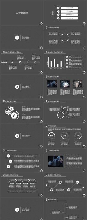 黑白簡約實用工作匯報PPT模板