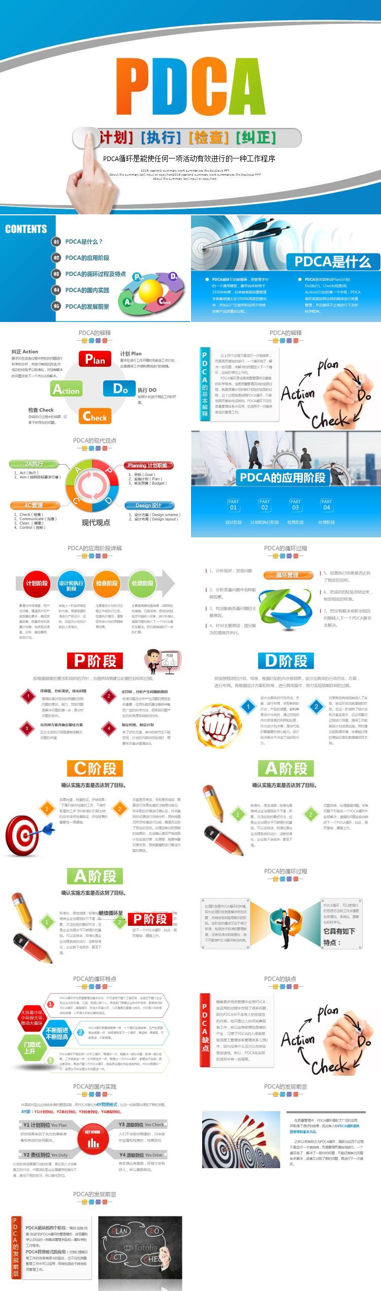 PDCA循環(huán)圖QC企業(yè)質量管理PPT模板 pdca品管圈