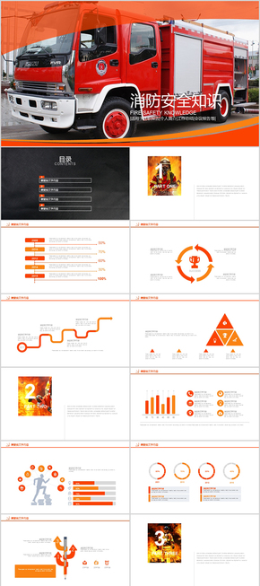 【消防员PPT模板】精致完整动感消防队消防员