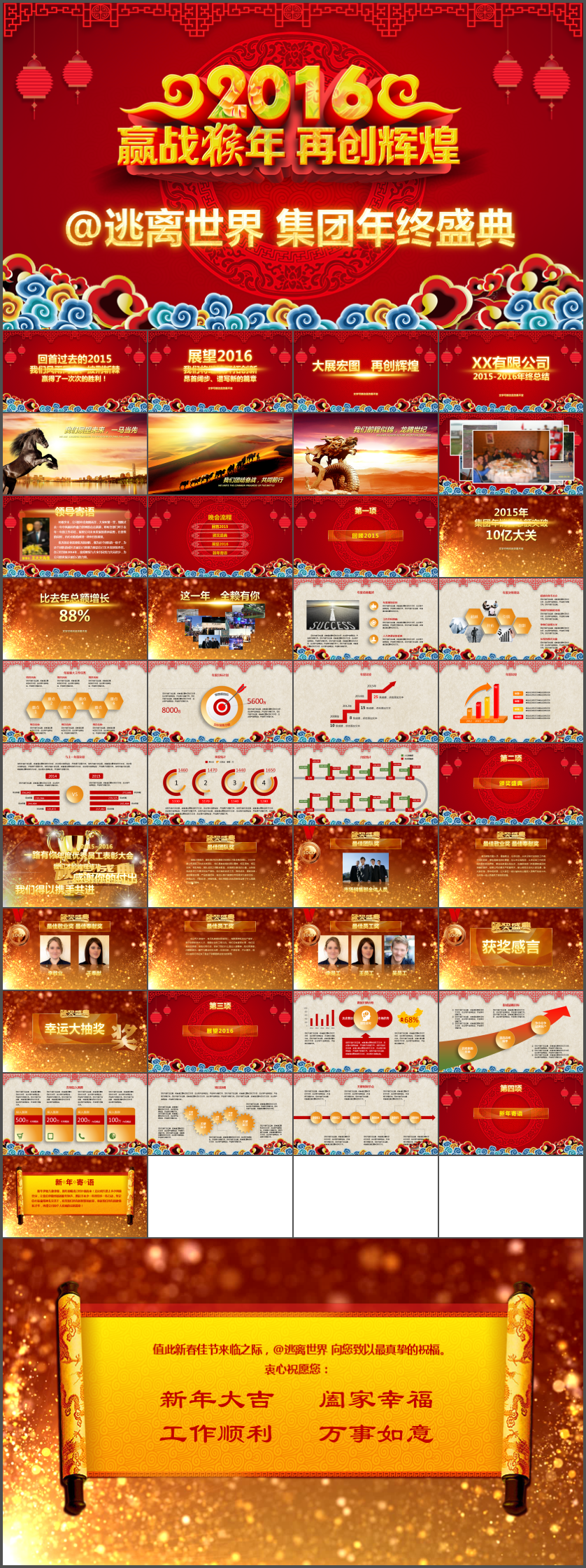 【年度盛典】2016猴年年終工作總結(jié)頒獎典禮年會PPT