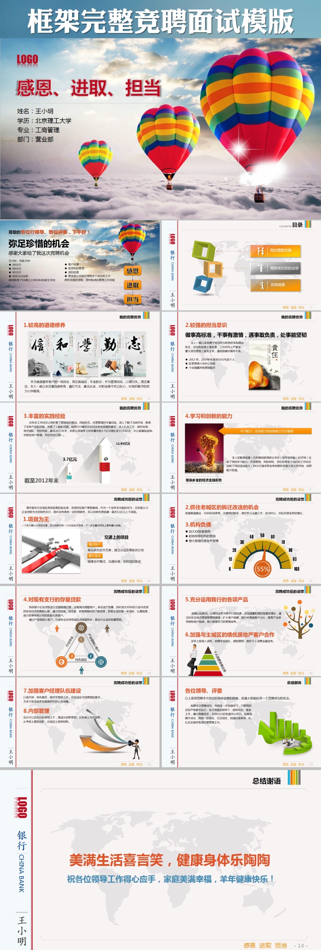 大氣穩(wěn)重成熟商務(wù)銀行晉升競聘模版