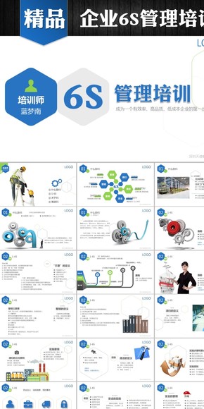 藍色扁平工業(yè)6S管理培訓PPT模版