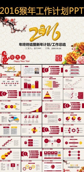 猴年PPT2016年終總結新年工作計劃