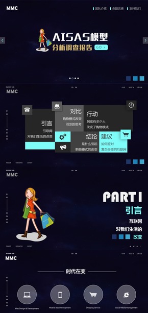 深藍ios網(wǎng)頁風市場調查分析匯報比賽答辯PPT動畫模板作品