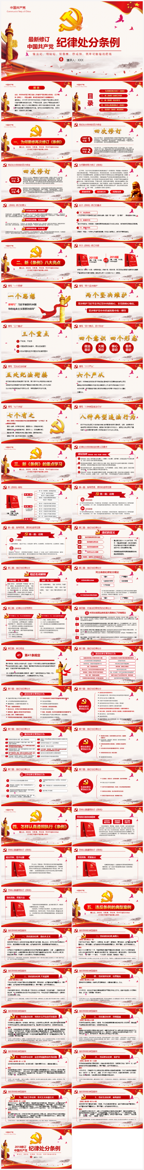 最新新修訂中國共產(chǎn)黨紀律處分條例黨政黨建PPT模板