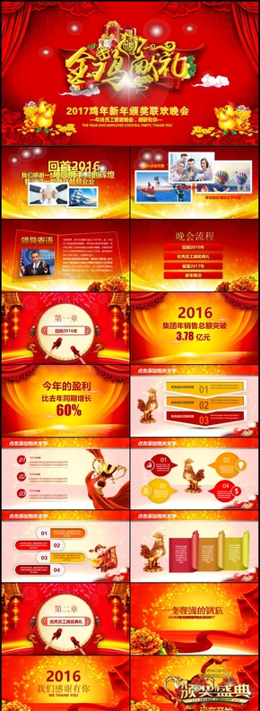 紅色扁平企業(yè)年會(huì)頒獎(jiǎng)盛典ppt模板