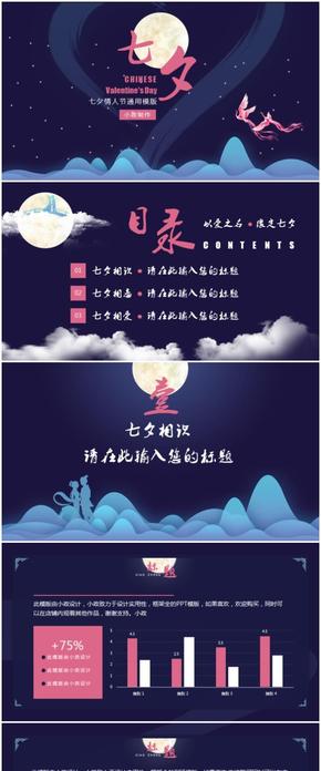 藍色中國風(fēng)中七夕企業(yè)策劃通用模版