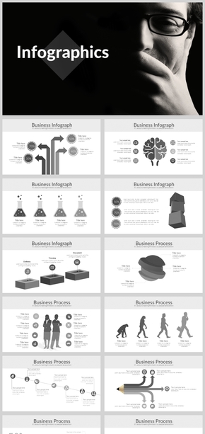 2018黑白極簡商務(wù)信息圖表PPT模板