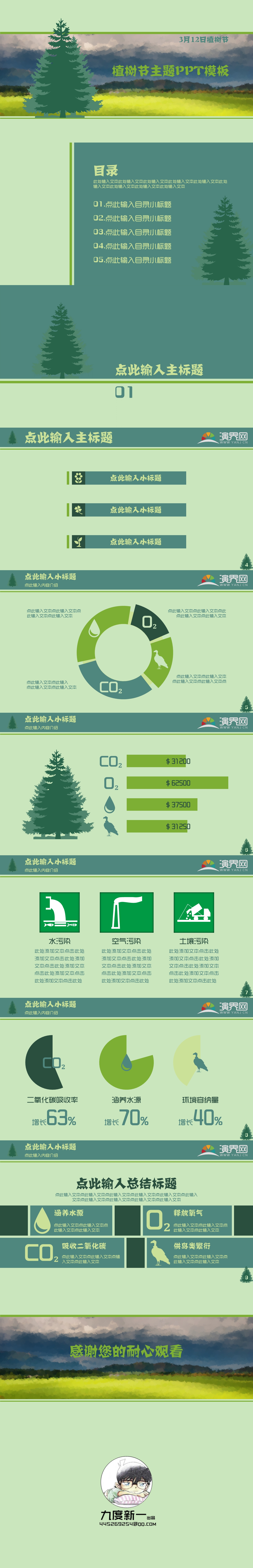 環(huán)境保護、植物主題精美PPT模板--愛護環(huán)境，人人有責