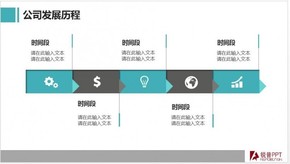 PPT時間軸計劃流程藍灰商務簡約扁平化PPT圖表