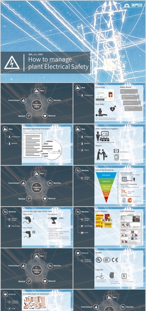 藍(lán)色簡約-工廠電氣安全管理（英文版）