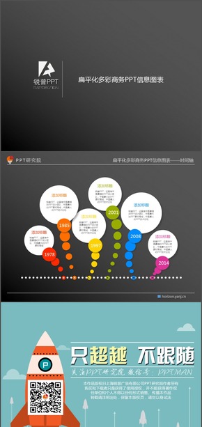 扁平化多彩商務PPT信息圖表——時間軸